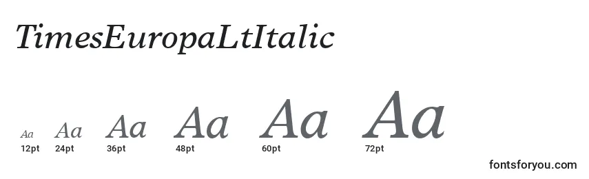 TimesEuropaLtItalic Font Sizes