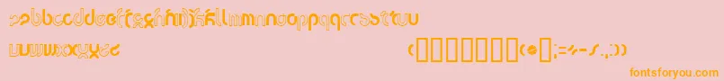 Tsunami-Schriftart – Orangefarbene Schriften auf rosa Hintergrund