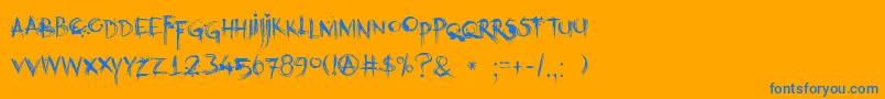 DkKubikajiri Font – Blue Fonts on Orange Background