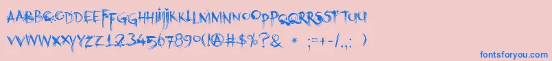 フォントDkKubikajiri – ピンクの背景に青い文字