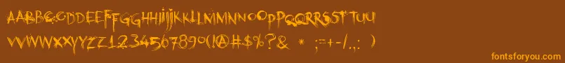 DkKubikajiri Font – Orange Fonts on Brown Background