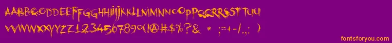 DkKubikajiri Font – Orange Fonts on Purple Background
