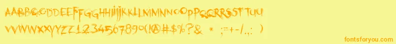 DkKubikajiri Font – Orange Fonts on Yellow Background