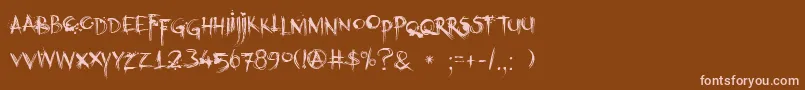DkKubikajiri-Schriftart – Rosa Schriften auf braunem Hintergrund