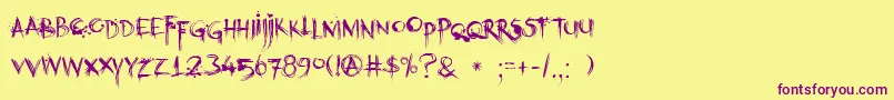 Weitere Informationen zur DkKubikajiri-Schriftart DkKubikajiri-Schriftart – Violette Schriften auf gelbem Hintergrund