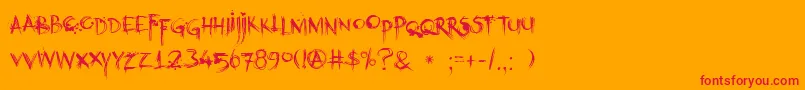 DkKubikajiri Font – Red Fonts on Orange Background