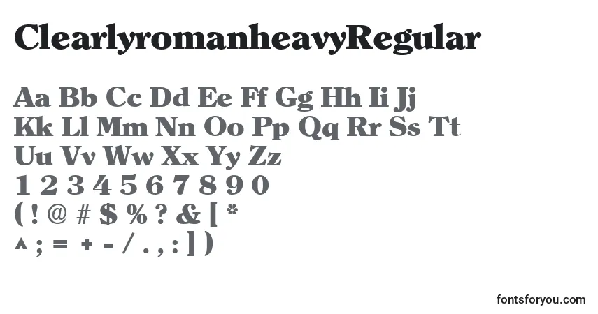 A fonte ClearlyromanheavyRegular – alfabeto, números, caracteres especiais