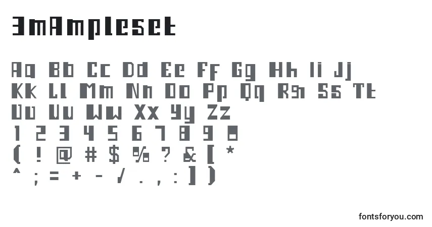 A fonte 3mAmpleset – alfabeto, números, caracteres especiais