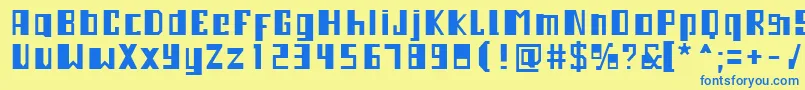 フォント3mAmpleset – 青い文字が黄色の背景にあります。