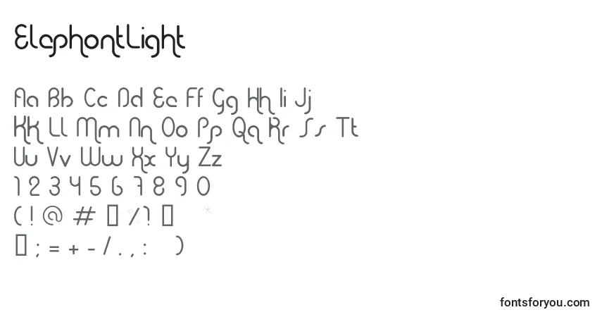 ElephontLightフォント–アルファベット、数字、特殊文字
