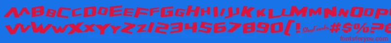 SfZeroGravityItalic Font – Red Fonts on Blue Background