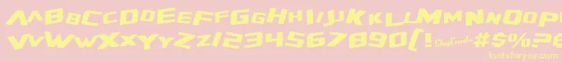 SfZeroGravityItalic Font – Yellow Fonts on Pink Background