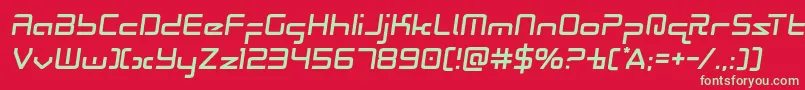 フォントRadiospacesemital – 赤い背景に緑の文字