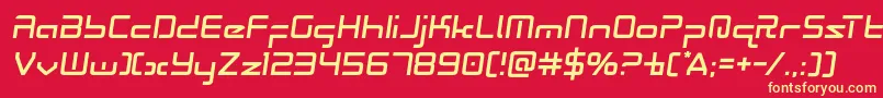 Radiospacesemital Font – Yellow Fonts on Red Background