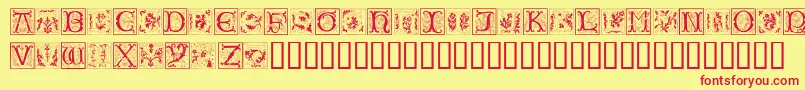 フォントRamo2Caps – 赤い文字の黄色い背景