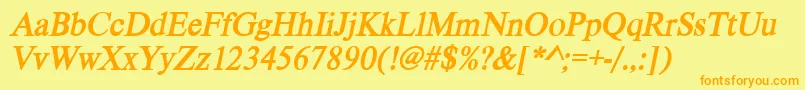 VietnamesetimessskBolditalic Font – Orange Fonts on Yellow Background