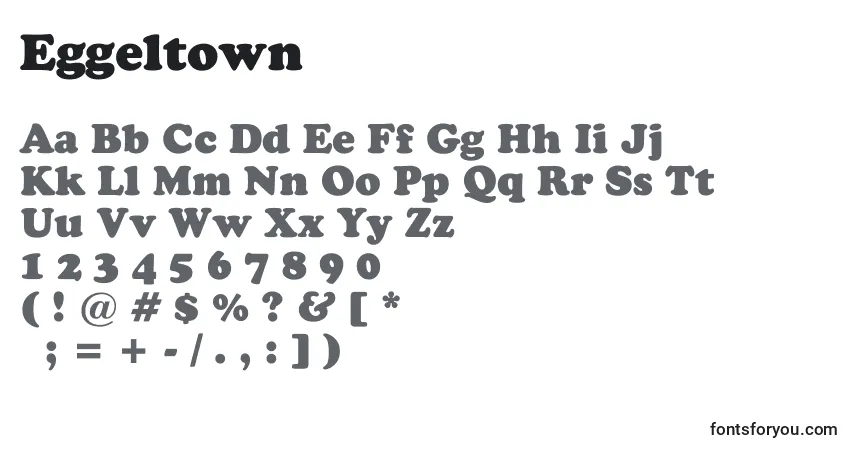 Schriftart Eggeltown – Alphabet, Zahlen, spezielle Symbole