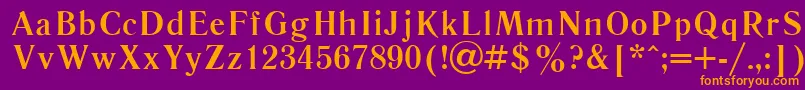 LiteraturnayacttBold-Schriftart – Orangefarbene Schriften auf violettem Hintergrund
