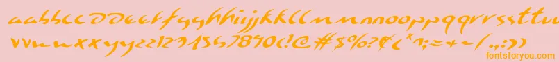 フォントEagleclawei – オレンジの文字がピンクの背景にあります。