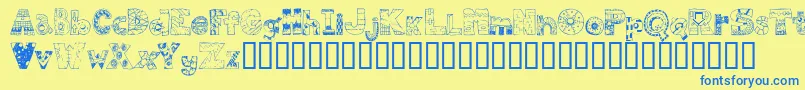 FdPops-Schriftart – Blaue Schriften auf gelbem Hintergrund