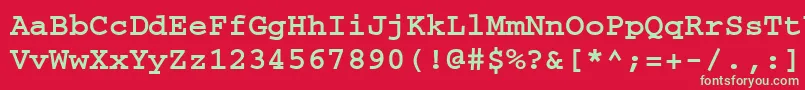 フォントCourierttBold – 赤い背景に緑の文字