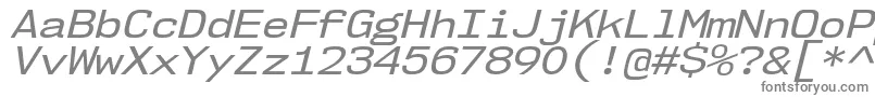 Nk57MonospaceSeRgIt-fontti – harmaat kirjasimet valkoisella taustalla