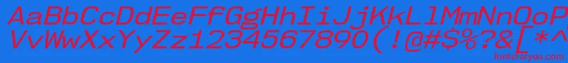 Nk57MonospaceSeRgIt-Schriftart – Rote Schriften auf blauem Hintergrund