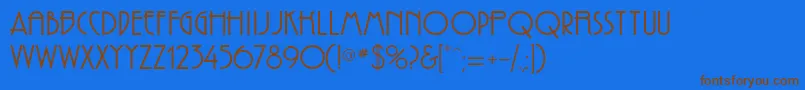 フォントReprizacBold – 茶色の文字が青い背景にあります。