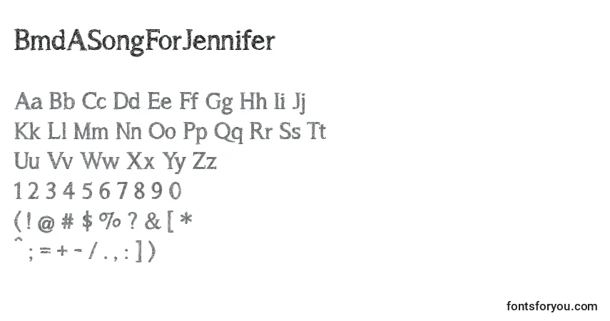 BmdASongForJennifer Font – alphabet, numbers, special characters