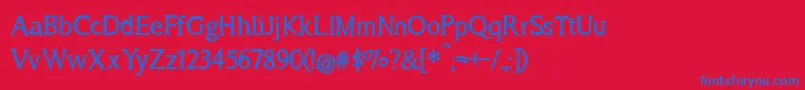 BmdASongForJennifer-Schriftart – Blaue Schriften auf rotem Hintergrund