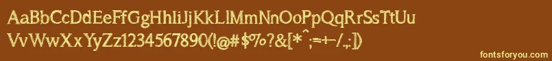 BmdASongForJennifer-fontti – keltaiset fontit ruskealla taustalla