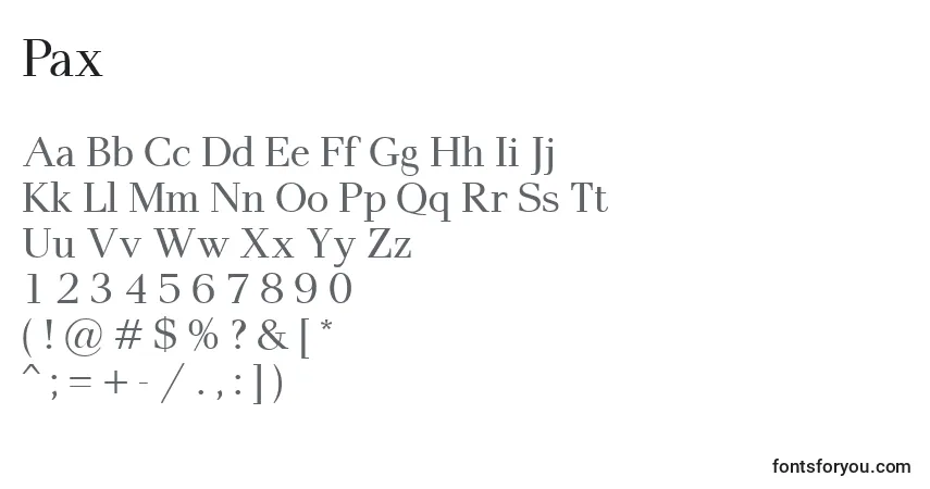 Fuente Pax - alfabeto, números, caracteres especiales