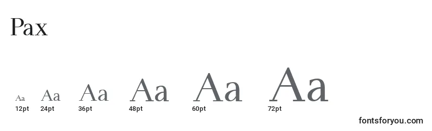 Размеры шрифта Pax