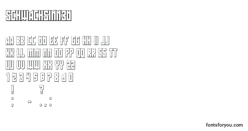 A fonte Schwachsinn3D – alfabeto, números, caracteres especiais