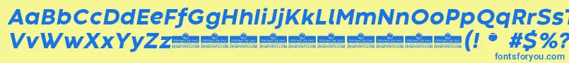 CodecWarmExtraboldItalicTrial Font – Blue Fonts on Yellow Background