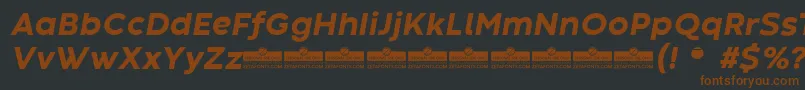 CodecWarmExtraboldItalicTrial-fontti – ruskeat fontit mustalla taustalla