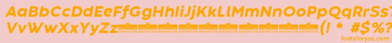 CodecWarmExtraboldItalicTrial-fontti – oranssit fontit vaaleanpunaisella taustalla