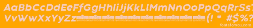 CodecWarmExtraboldItalicTrial-fontti – vaaleanpunaiset fontit oranssilla taustalla