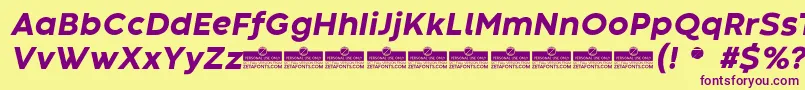 CodecWarmExtraboldItalicTrial Font – Purple Fonts on Yellow Background