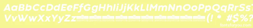 CodecWarmExtraboldItalicTrial-Schriftart – Weiße Schriften auf gelbem Hintergrund