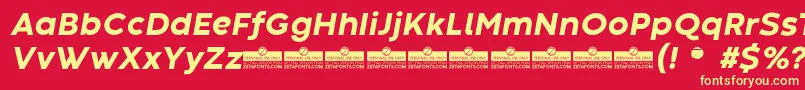 CodecWarmExtraboldItalicTrial Font – Yellow Fonts on Red Background