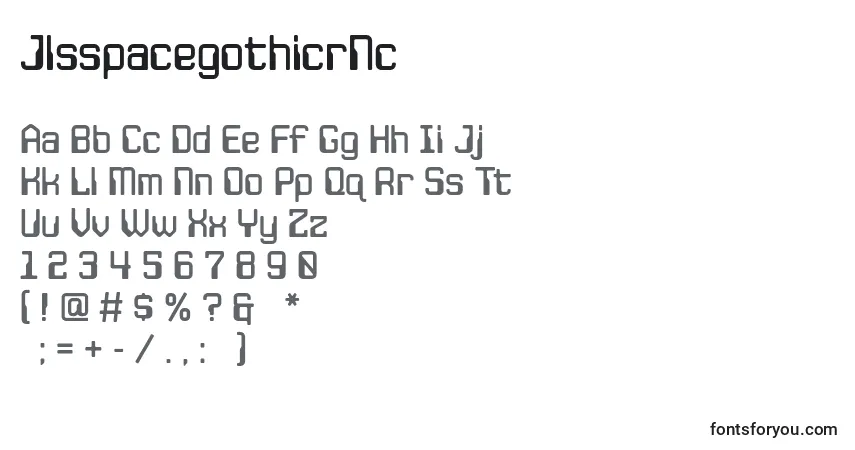 Schriftart JlsspacegothicrNc – Alphabet, Zahlen, spezielle Symbole