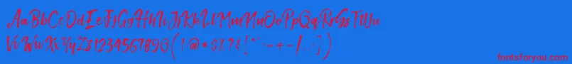 SmithenScript Font – Red Fonts on Blue Background