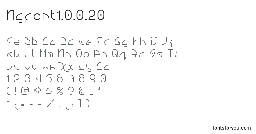 Ngfont1.0.0.20-fontti – aakkoset, numerot, erikoismerkit