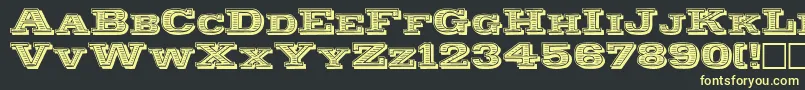 Woodcut-Schriftart – Gelbe Schriften auf schwarzem Hintergrund