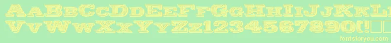 Woodcut-fontti – keltaiset fontit vihreällä taustalla