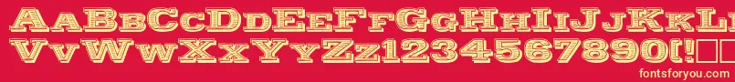 Woodcut-Schriftart – Gelbe Schriften auf rotem Hintergrund