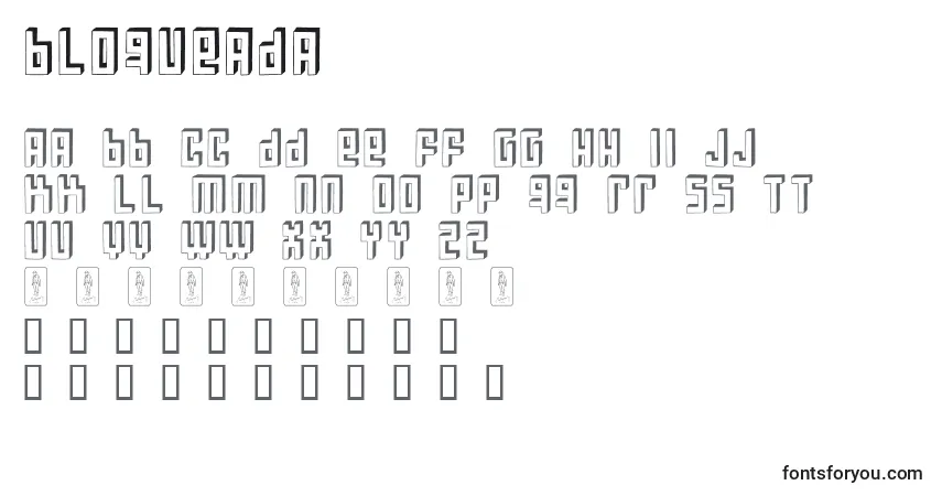 Шрифт Bloqueada – алфавит, цифры, специальные символы