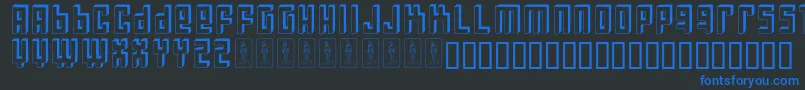 Bloqueada-Schriftart – Blaue Schriften auf schwarzem Hintergrund