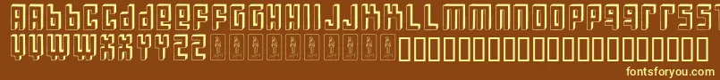 Bloqueada-Schriftart – Gelbe Schriften auf braunem Hintergrund